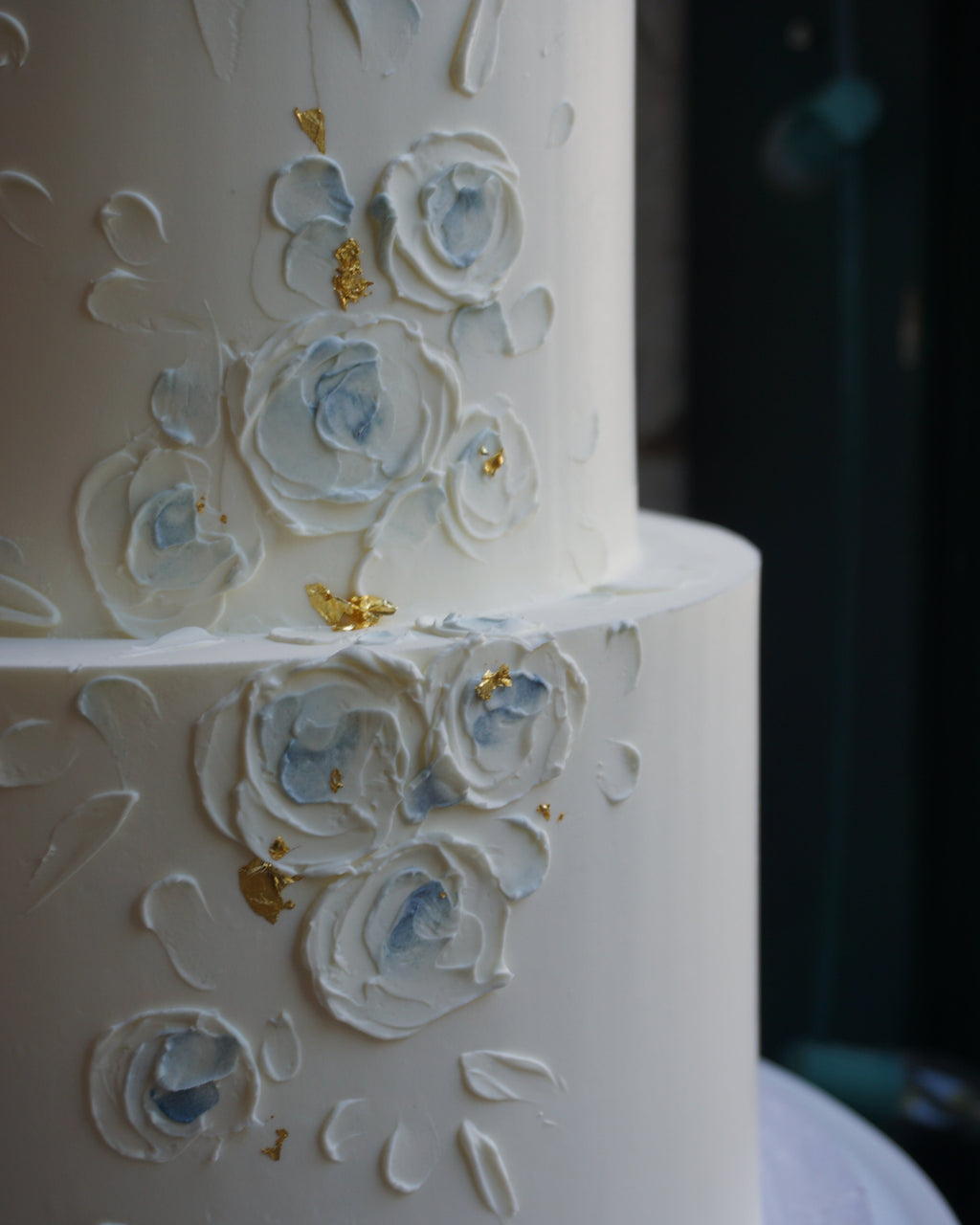 Two-Tier Impressionist Floral in Blue + Gold